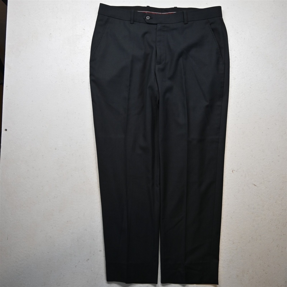 Bespoke 38x29 Steel Blue Gray Wool Flat Front Straight Dress Mens Pants
